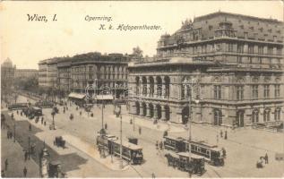 Wien, Vienna, Bécs; Opernring, K.k. Hofoperntheater / street view, trams, opera house