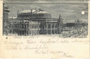 1903 Wien, Vienna, Bécs; Hofburgtheater / theatre in winter (EK)