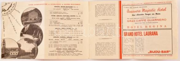 cca 1936 Abbazia kihajtható, képes leporelló, utazási katalógus / tourist guide