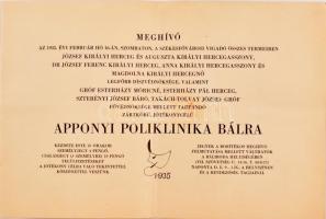 1935 Apponyi poliklinika bálja, meghívó