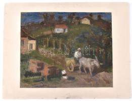 Deli Antal (1886-1960): Szamaras kordély. Pasztell, papír, jelzett, papírra kasírozva, 37,5x45 cm