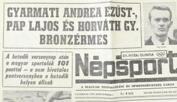 1972 Népsport 1972. szept. 3., XXVIII. évf. 210. sz., 8 p. Benne a kor, a XX. nyári müncheni olimpia...