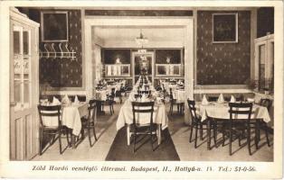 Budapest I. Özv. Tory Györgyné Zöld Hordó Vendéglő éttermei, belső. Hattyú utca 14.