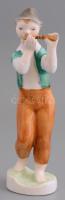 Furulyázó fiú kerámia figura, kézzel festett, jelzés nélkül, kis kopásnyomokkal, m: 24 cm