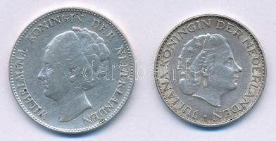 Hollandia 1924. 1G Ag I. Vilma + 1965. 1G Ag I. Julianna T:2-,2 Netherlands 1924. 1 Gulden Ag Wilhelmina I + 1965. 1 Gulden Ag Juliana C:VF,XF