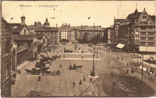 1910 München, Munich; Bahnhofplatz / railway station, horse-drawn carriages, tram (EK)