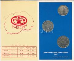 Macedónia 1995. 1D-5D (3xklf) FAO forgalmi sor, tokban + 1993. 2D T:PP,2 fo. Macedonia 1995. 1 Denar - 5 Denari (3xdiff) FAO coin set, in case + 1993. 2 Denari C:PP,XF spotted