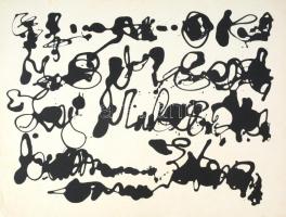 Korniss Dezső (1908-1984): Kalligráfia 1959-1983. Szitanyomat, papír, jelzett. Számozott (7/30). Lapon apró foltokkal, lap szélén és sarkaiban törésnyomokkal. 50×65 cm
