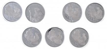 Fritz Mihály (1947-) 1991. 7xklf jelzett ezüst érméből álló sorozat dísztokban "II. János Pál P...