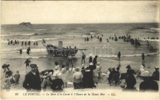 Le Portel, Le Bain a la Corde a lHeure de la Haute Mer / beach, bathers (EK)