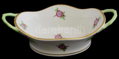 Herendi porcelán virágmintás tálka, kézzel festett, jelzett, hibátlan, 15,5x8,5 cm