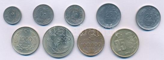 Törökország 1909-2000. 9xklf érmetétel T:2-3 Turkey 1909-2000. 9xdiff coin lot C:XF-F