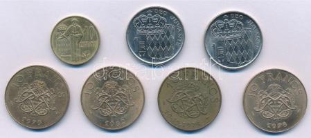 Monaco 1974-1982. 10c-10Fr (7xklf) T:1-,2 Monaco 1974-1982. 10 Centimes - 10 Francs (7xdiff) C:AU,XF