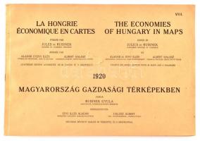 1920 Magyarország gazdasági térképekben, kiadja: Rubinek Gyula, sérült papírborítóval