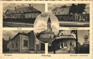 1938 Budapest XVII. Rákoshegy, Óvoda, Római katolikus templom, Vasútállomás, Községháza, utca, víztorony, gyógyszertár