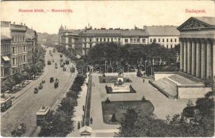 1908 Budapest VIII. Múzeum körút, Nemzeti Múzeum, villamos. Divald Károly 17-1907. (Rb)
