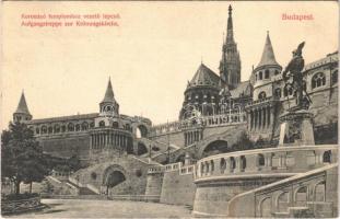 1909 Budapest I. Koronázó templomhoz vezető lépcső. Divald Károly műintézete 201-1909. (EK)