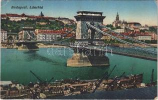1916 Budapest, Lánchíd, uszály. Erdélyi udv. fényképész felvétele (EK)