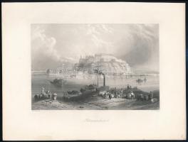1840 W. H. Bartlett- J. C. Armytage: Pétervárad (Peterwardein) acélmetszetű látképe, 19×13 cm