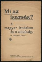 Cholnoky László: Mi az igazság a magyar irodalom és a zsidóság. Bp., 1920. 15p.