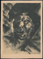 Ruzicskay György (1896-1993): Portré. Nyomat, papír, Ruzicskay György nyomtatott aláírásával. Lap alján kisebb szakadással. 25x18 cm