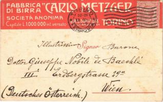 1919 Torino, Turin; Fabbrica di Birra Carlo Metzger / Italian brewery advertising card, beer factory (EK)