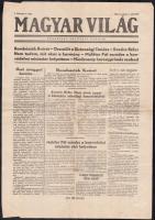 1956 A Magyar Világ független politikai napilap november elsejei száma forradalmi hírekkel (I. évfolyam 1. szám)