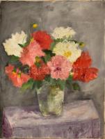 Olvashatatlan jelzéssel: Csendélet. Olaj, vászon. 60x50 cm