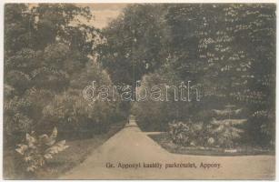 1918 Nagyappony, Appony, Oponice; Gr. Apponyi kastély parkrészlete / castle park