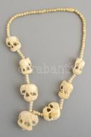 Faragott csont nyaklánc elefánt figurákkal 46 cm