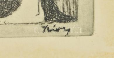 Túry Mária (1930-1992): A három grácia. Rézkarc, papír, jelzett, lap széle foltos, üvegezett fa kere...