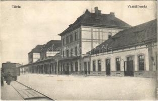 Tövis, Teius; vasútállomás. Vasúti levelezőlapárusítás 3955. / railway station