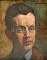 Gábor Móric (1889-1987): Bruce Lockhart (1887-1970) brit diplomata, titkosügynök portréja, London, 1934. Olaj, vászon, kartonon, jelzett, fa keretben, 36,5×30 cm / Móric Gábor (1889-1987): Portrait of Bruce Lockhart (1887-1970), British diplomat, secret agent, London, 1934. Oil on canvas, signed, framed, 36,5×30 cm
