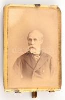 Régi, réz kisméretű asztali fénykép tartó egy fényképpel 4,5x7 cm