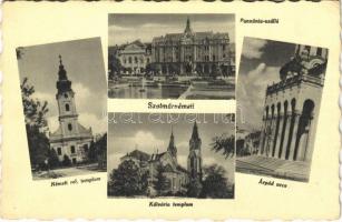 1942 Szatmárnémeti, Satu Mare; Pannónia szálló, Árpád utca, Kálvária és németi református templom / hotel, street, churches (EK)