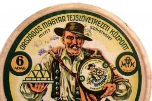 cca 1940 'Hortobágyi Ömlesztett Juh Sajt' papírdoboz fedele, Országos Magyar Tejszövetkeze...