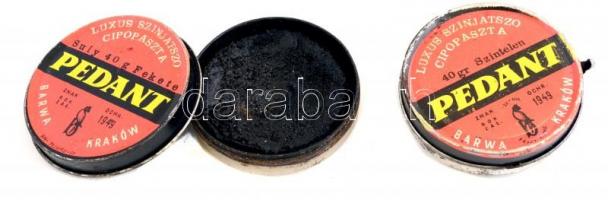 Pedant Luxus Színjátszó Cipőpaszta dobozok, tartalommal, 2 db, fekete, és barna, d: 6 cm