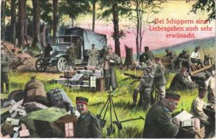 1916 Bei Schippern sind Liebesgaben auch sehr erwünscht / WWI German military, soldiers with gifts from home (EK)