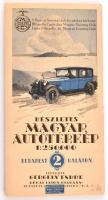 cca 1928 Részletes magyar autótérkép, a Magyar Touring Club hivatalos térképe. Budapest- Balaton  te...