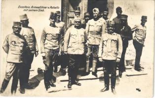 1915 Exzellenz Armeeführer v. Puhallo mit seinem Stab / WWI Austro-Hungarian K.u.K. military, Puhallo von Brlog army commander with his staff (EK)