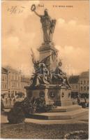 Arad, 13 vértanú szobor, Schwarz Testvérek üzlete / martyrs statue, shops