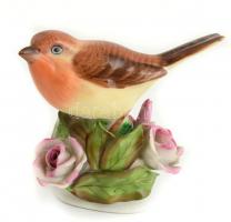 Herendi porcelán madár, kézzel festett, jelzett, kis lepattanásokkal, m: 9 cm