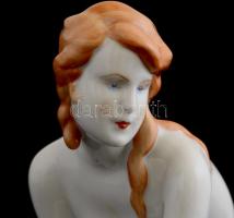 Zsolnay porcelán akt, kézzel festett, jelzett, kis kopásnyomokkal, m: 22,5 cm