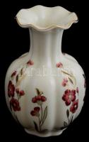 Zsolnay virágmintás porcelán váza, kézzel festett, jelzett, kis kopásnyomokkal, m: 15 cm