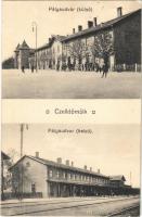 1913 Celldömölk, pályaudvar külső és belső, vasútállomás. Özv. Nyulásné kiadása