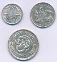 Ausztrália 1957. 1sh Ag "II. Erzsébet" + 1960. 3p Ag "II. Erzsébet" + 1963. 6p A...