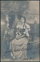 1916 Lotte Medelsky (1880-1960) osztrák színésznő aláírt fotólapja, 13x8 cm/ Autograph signature of Lotte Medelsky (1880-1960) Austrian actress.