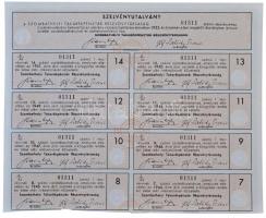 Szombathely 1938. "Szombathelyi Takarékpénztár Részvénytársaság" részvénye 50P-ről, szelvé...