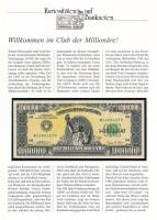 Amerikai Egyesült Államok 1988. 1.000.000$ fantázia bankjegy német nyelvű ismertetővel T:I USA 1988. 1.000.000 Dollars fantasy banknote with information text in German C:UNC