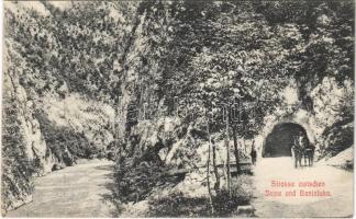Banja Luka, Banjaluka; Strasse zwischen Jajce und Banjaluka / road, tunnel, horse-drawn carriage